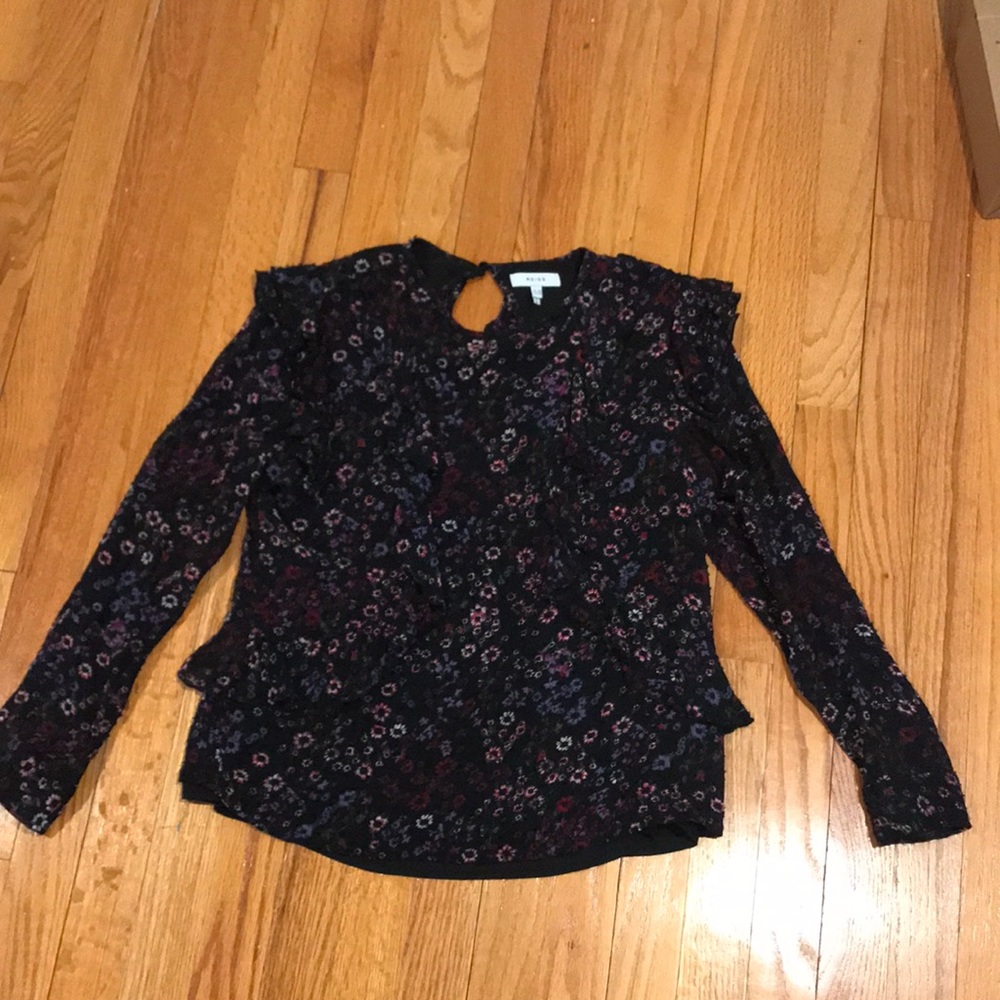 REISS Women’s Faizza Floral Ruffle Blouse Size 8